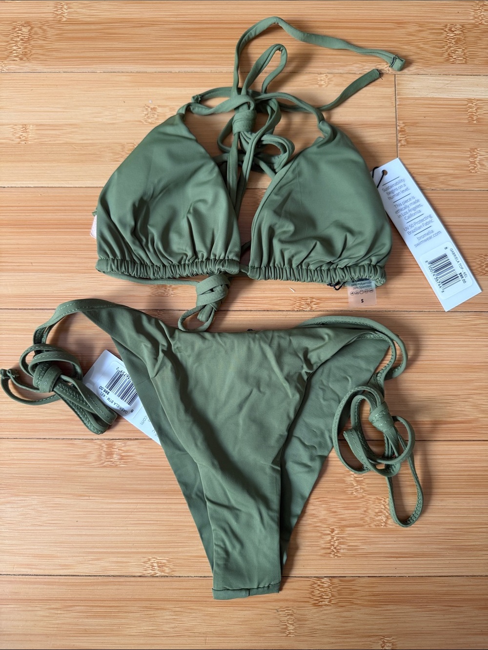 Olive Green Adjustable Triangle Bikini Set - Women Swim